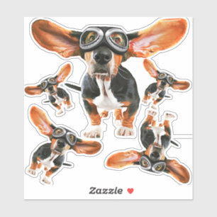 Basset Hound with Flying Ears and Pilots Goggles