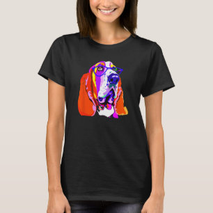 Basset Hound with Glasses Colorful Pop Dog Love T-Shirt