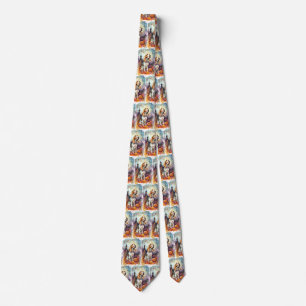 Basset Hound With Pumpkins Scary Tie