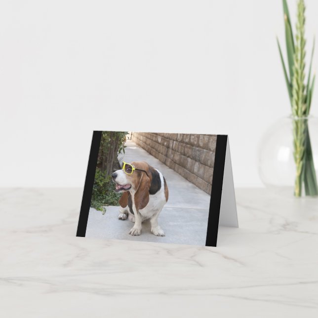 Basset Hound with Sunglasses Card (Front)