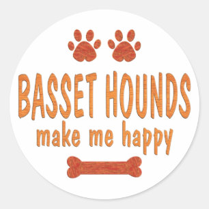 Basset Hounds Make Me Happy Classic Round Sticker