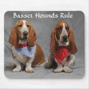 Basset Hounds Rule Wearing Bandanas Mousepad