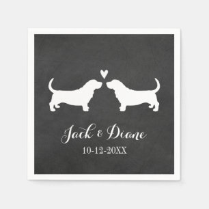 Basset Hounds Wedding Couple with Custom Text Napkin