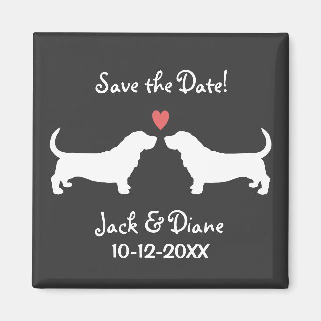 Basset Hounds Wedding Save the Date Magnet (Front)