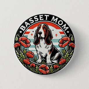 Basset Mom 2 Inch Round Button