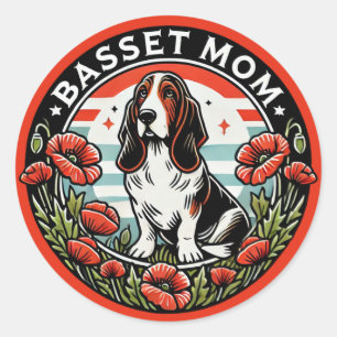 Basset Mom Classic Round Sticker