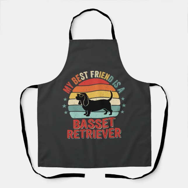 Basset Retriever Retro Sunset Dog Apron (Front)