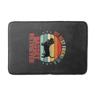 Basset Retriever Retro Sunset Dog Bath Mat