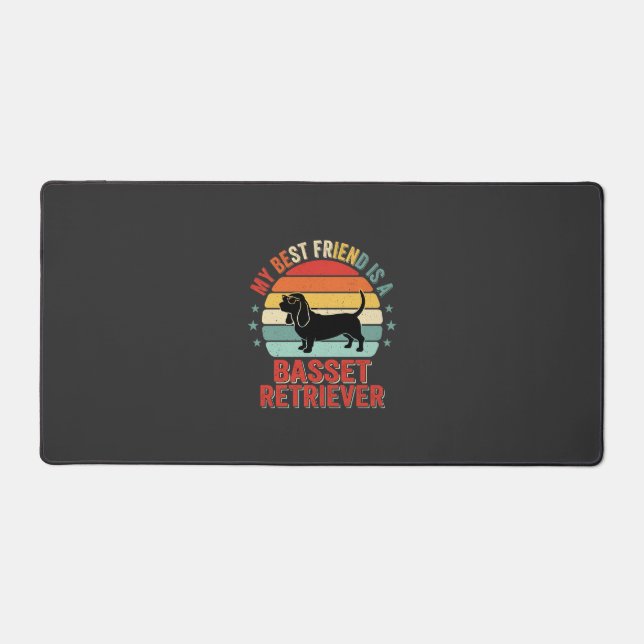 Basset Retriever Retro Sunset Dog Desk Mat (Front)