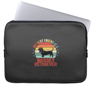 Basset Retriever Retro Sunset Dog Laptop Sleeve