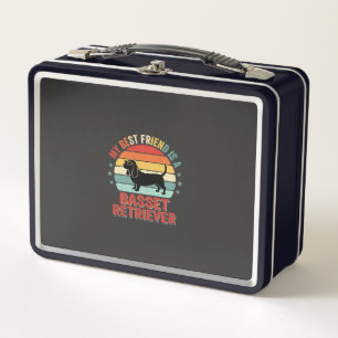 Basset Retriever Retro Sunset Dog Metal Lunch Box