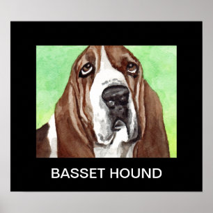Basset Watercolor Poster