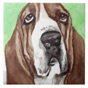 Basset Watercolor Tile