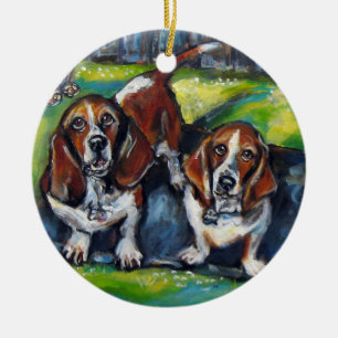 Bassets Murphy and Maddy Ceramic Ornament