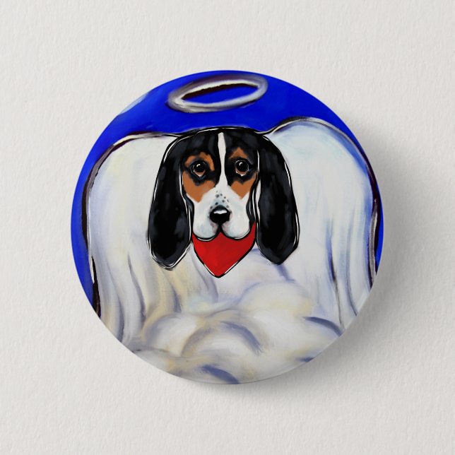 Bassett Hound Angel 2 Inch Round Button (Front)
