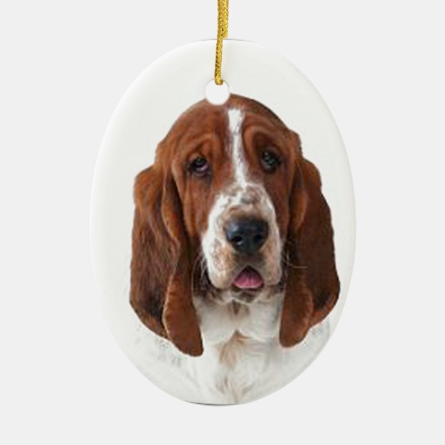 "Bassett Hound" Ceramic Ornament (Front)