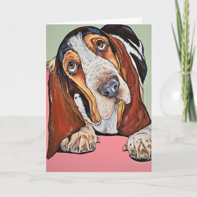 Bassett Hound Dog greeting card (Front)