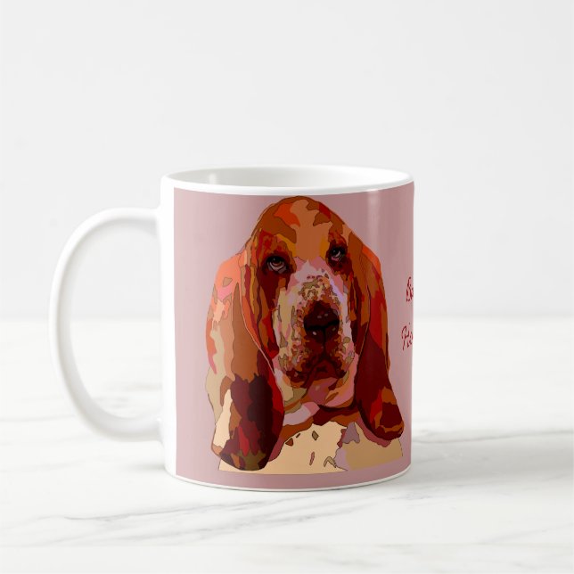 Bassett Hound Mug in Bright Colours (Left)