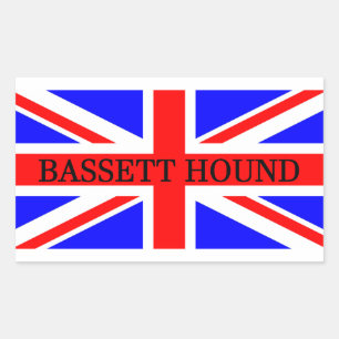 bassett hound name on flag sticker
