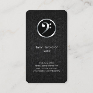 Bassist Bass Clef Icon Black Grunge Business Card
