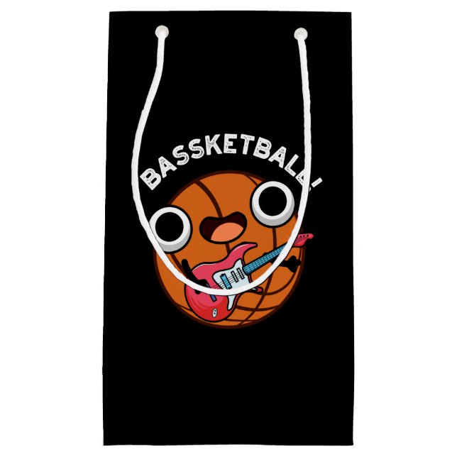 Bassketball Funny Basketball Music Pun Dark BG Small Gift Bag (Front)