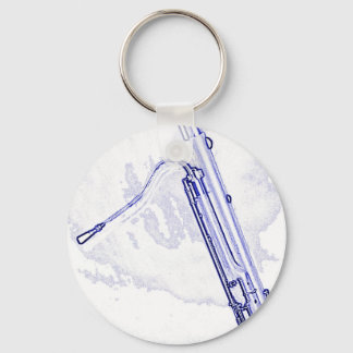 Bassoon Blue Ink Drawing Keychain