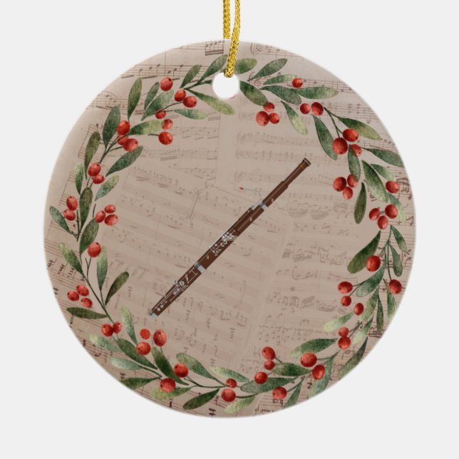Bassoon Christmas Ornament Orchestra Music Gift (Front)