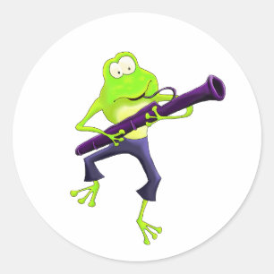 Bassoon Frog Classic Round Sticker