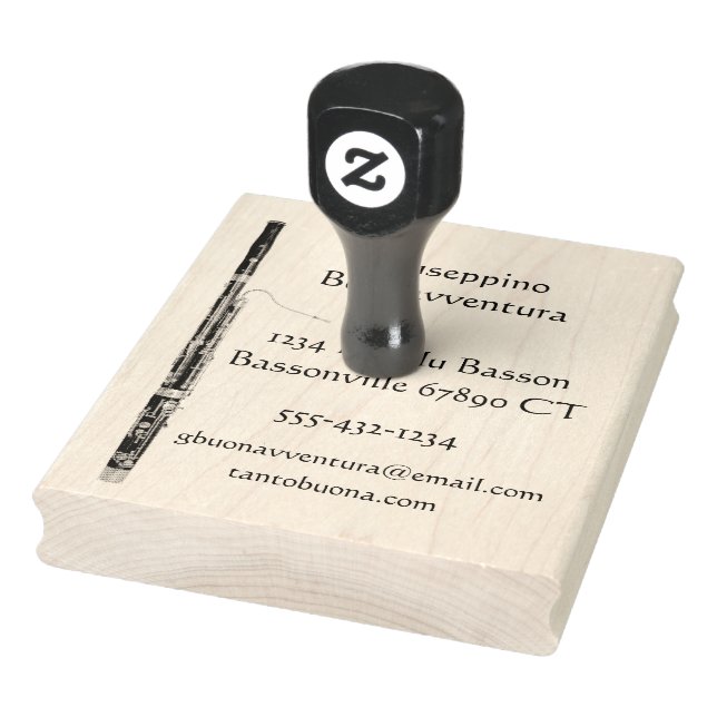 Bassoon Image with Personal Information Rubber Stamp (Stamp)