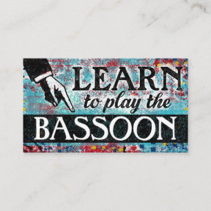 Bassoon Lessons Business Cards - Blue Red