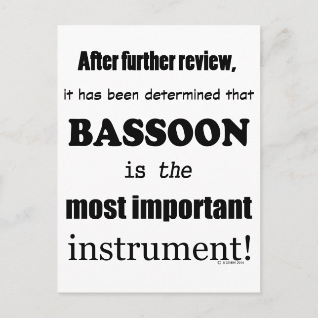Bassoon  Most Important Instrument Postcard (Front)