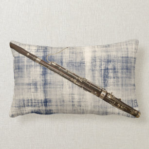 Bassoon on Faded Denim Look Lumbar Pillow