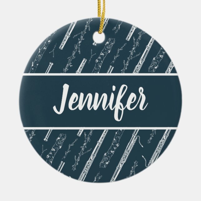 Bassoon Player Music Gift Custom Personalized Ceramic Ornament (Front)