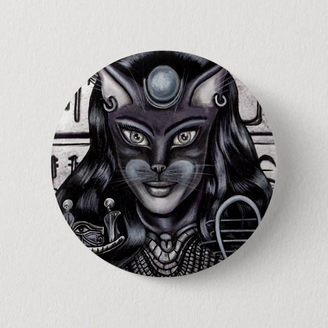 Bast Cat Goddess Egyptian 2 Inch Round Button (Front)