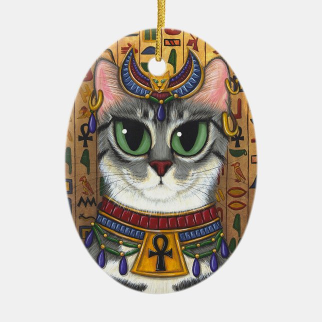 Bast Goddess Egyptian Bastet Cat Art Ornament (Front)