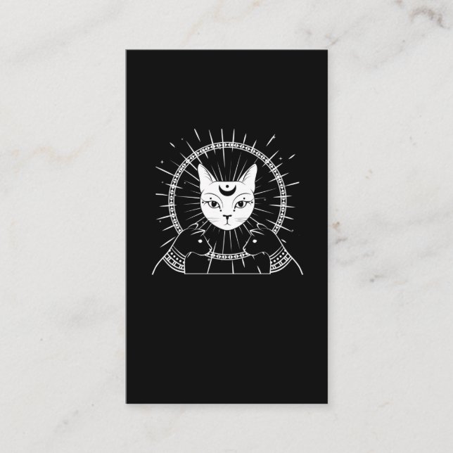 Bastet Ancient Egypt Cat Crescent Goth Moon Business Card (Front)