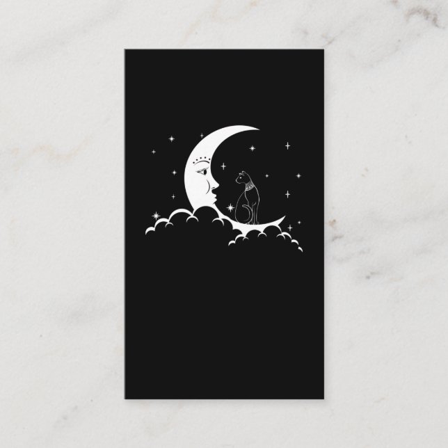 Bastet Ancient Egypt Cat Goth Moon Crescent Business Card (Front)