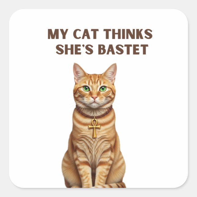 Bastet Cat Ancient Premium Sticker Gold Ankh (Front)