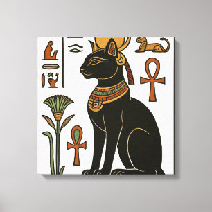 Bastet Cat Goddess Hieroglyphic Canvas Print