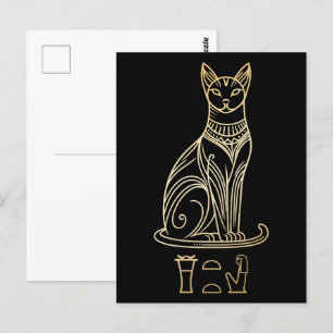 Bastet, Egyptian Cat Goddess. Name in hieroglyphs Postcard