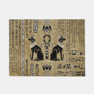 Bastet - Egyptian Cats And Ankh Cross Doormat