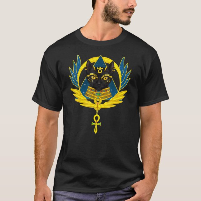 Bastet Goddess Of Cats Black Egyptian Ankh Black C T-Shirt (Front)