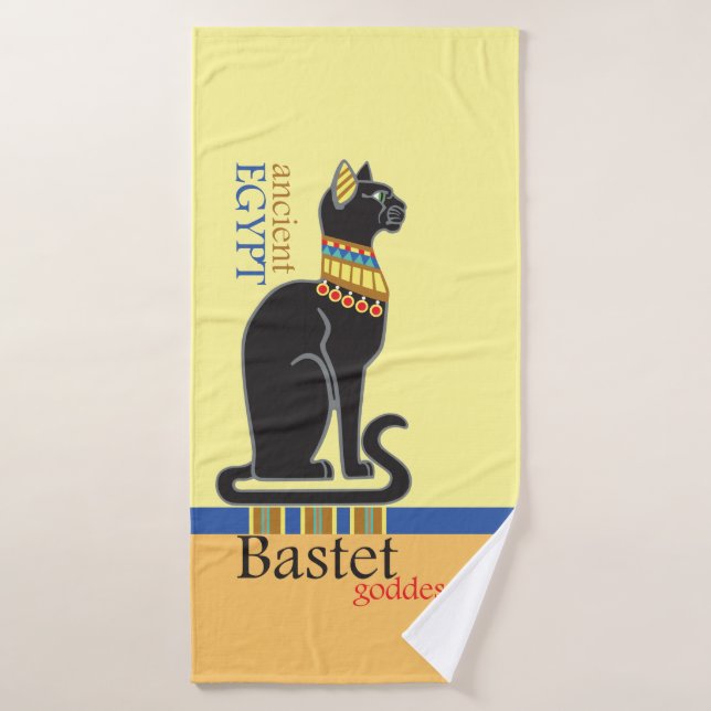 Bastet or Bast. Acient Egyptian goddess Bath Towel (Bath Towel)