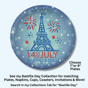 Bastille Day 14th July France French National 7" Paper Plate