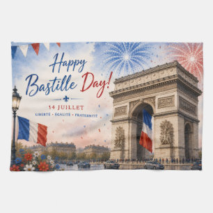 Bastille day Arc de triomphe Paris France firework Kitchen Towel