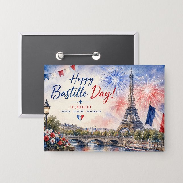 Bastille Day Eiffel Tower River Seine fireworks (Front/Back)