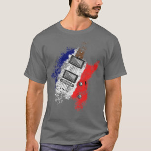 Bastille Day French Flag Electric Guitar Guitarist T-Shirt