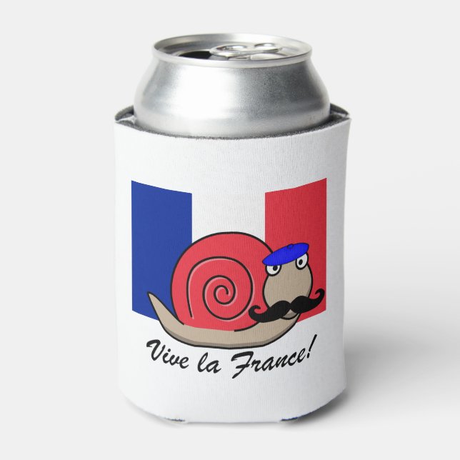Bastille Day French Snail in a Beret Can Cooler (Can Front)