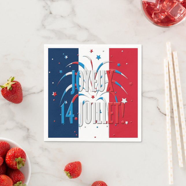Bastille Day, Joyeux 14 juillet Napkin (Insitu)