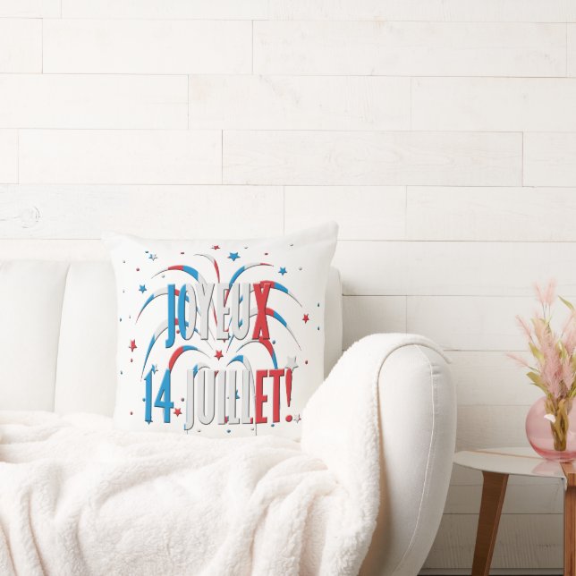 Bastille Day Joyeux 14 Juillet Throw Pillow (Couch)